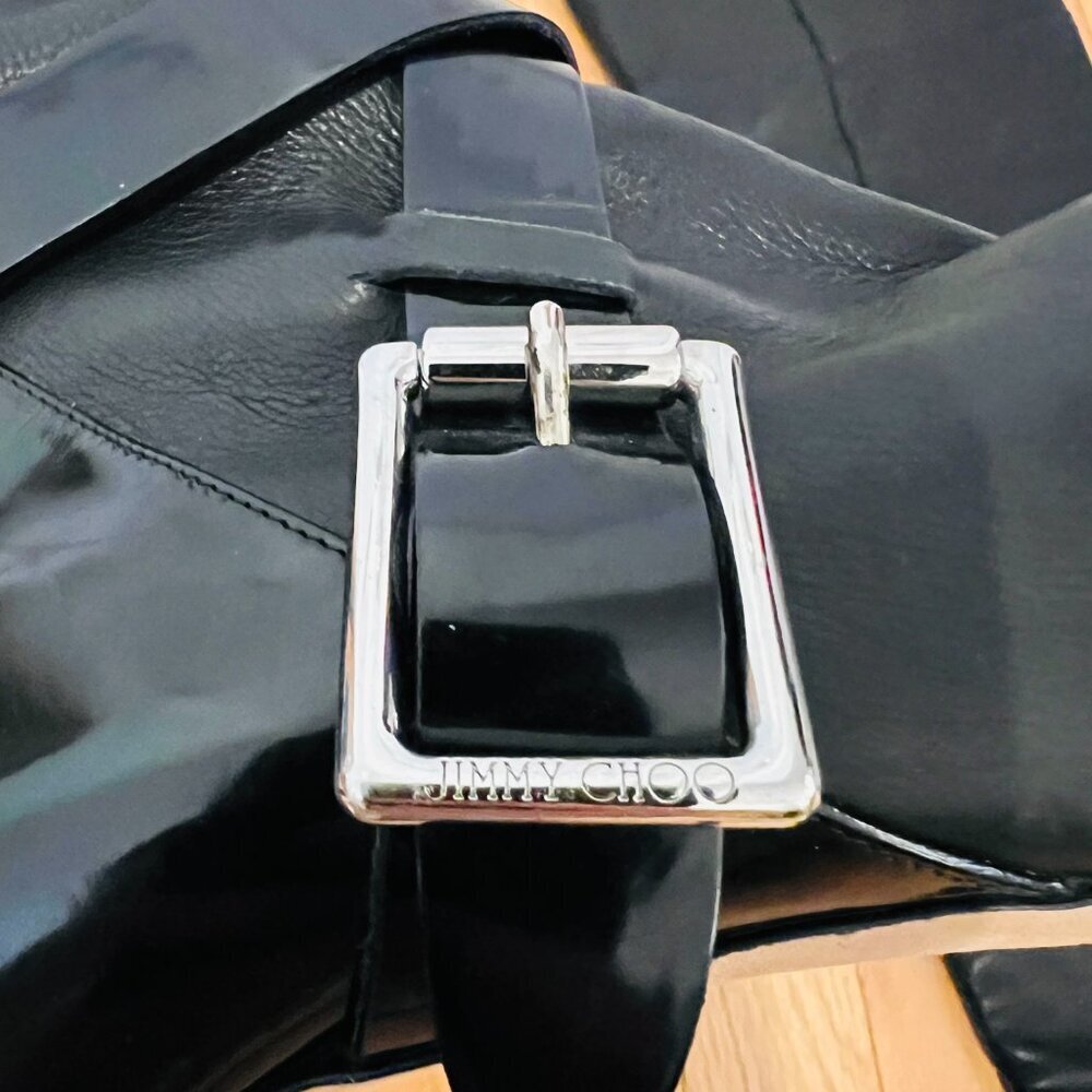 Jimmy Choo Doma Over-The-Knee Boots in Black Leather Size 41 Made In Italy - Picture 16 of 16